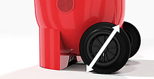 große Räder für Manövrierbarkeit und einfachen Transport